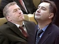 Владимир Жириновский и Дмитрий Рогозин, кадры телеканала "Россия", архив