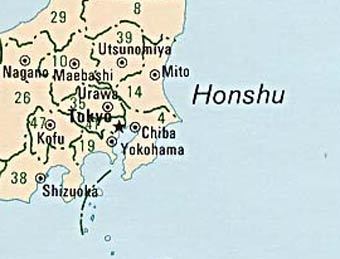Фрагмент карты Японии с сайта www.lib.utexas.edu
