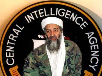 Осама бин Ладен (фото Reuters) на фоне эмблемы ЦРУ (фото с сайта cia.gov) 