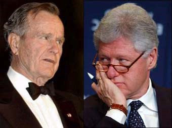 Джордж Буш-старший и Билл Клинтон, коллаж Lenta.Ru