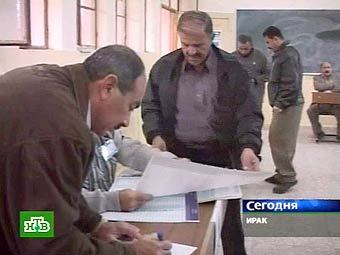 Избирательный участок в Ираке. Кадр телеканала НТВ