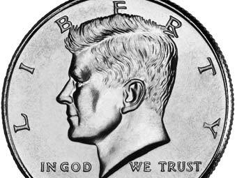 50-центовая монета с изображением президента Джона Кеннеди. Фото с сайта usmint.gov 
