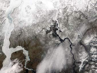 Бассейн реки Енисей. Спутниковое фото NASA