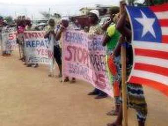 Акция протеста беженцев из Либерии в Гане. Фото с сайта vpanews.com 