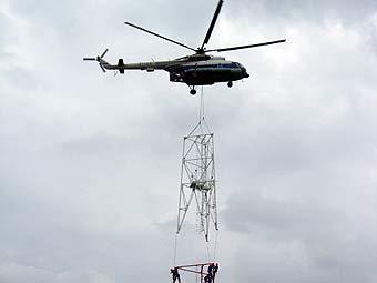 Вертолетный монтаж базовой станции сотовой связи. Фото с сайта beeline.ru 