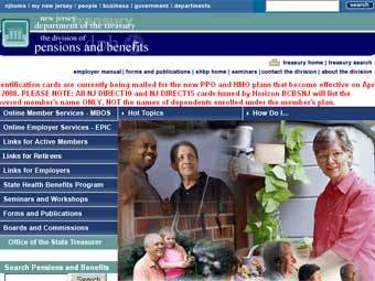 Скриншот сайта пенсионного фонда штата Нью-Джерси