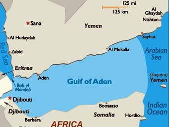 Аденский залив. Карта с сайта worldatlas.com