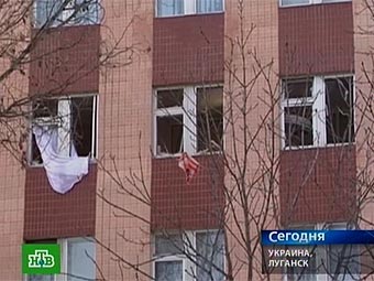 Последствия взрыва в луганской больнице. Кадр телеканала НТВ