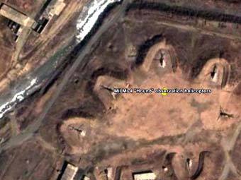 Вертолетная база ВВС КНДР. Спутниковый снимок Google Maps