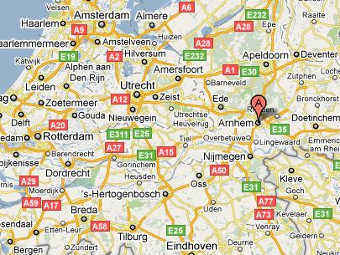 Арнем на карте Нидерландов. Изображение с сайта maps.google.com