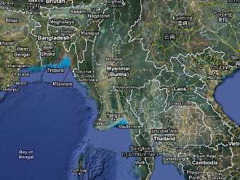 Мьянма на карте. Изображение с сервиса Google Maps