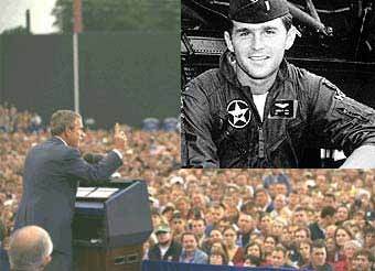 Джордж Буш во время службы в Национальной гвардии и на предвыбороном митинге в Алабаме